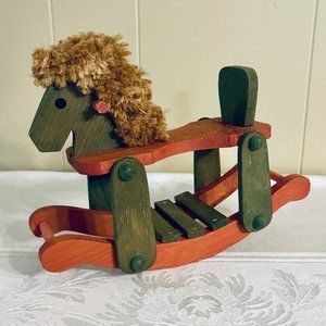 Christmas Rustic Holiday Primitive Home Accent Decorative Wood Rocking Horse